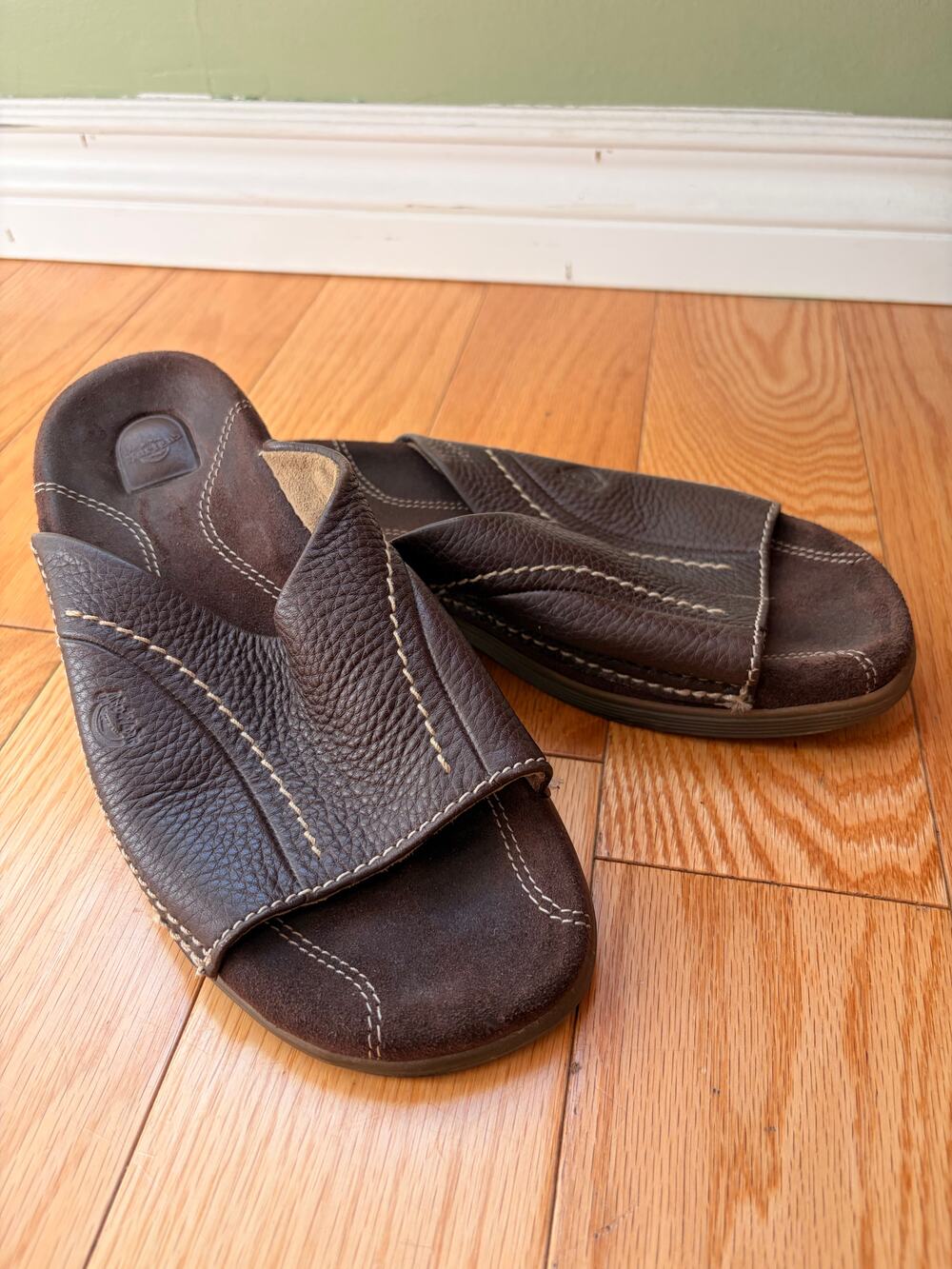 Vintage Dr Martens Brown Leather Sandals Made in England Chunky Y2K Slides US5